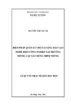 Biện pháp quản lý chất lượng đào tạo nghề điện công nghiệp tại trường trung cấp xây dựng miền trung..