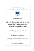 Giải pháp tăng cường và phát huy vai trò của các công ty chứng khoán trên thị trường chứng khoán việt nam