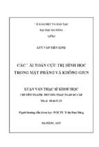 Các bài toán cực trị hình học trong mặt phẳng và không gian..