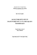 Quản lý nhà nước đối với doanh nghiệp nhỏ và vừa trên địa bàn tỉnh bình định