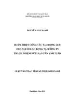 Hoàn thiện công tác tạo động lực cho người lao động tại công ty trách nhiệm hữu hạn tân anh tuấn