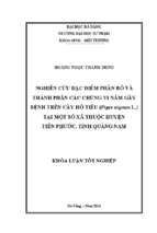 Nghiên cứu đặc điểm phân bố và thành phần các chủng vi nấm gây bệnh trên cây hồ tiêu (piper nigrum l.) tại một số xã thuộc huyện tiên phước, tỉnh quảng nam.