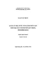 Quản lý nhà nước về ngành thủy sản trên địa bàn thành phố quy nhơn, tỉnh bình định