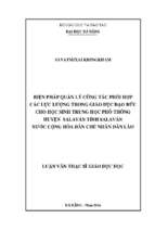Biện pháp quản lý công tác phối hợp các lực lượng trong giáo dục đạo đức cho học sinh trung học phổ thông huyện salavăn tỉnh salavăn nước cộng hòa dân chủ nhân dân lào..