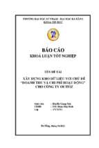 Xây dựng kho dữ liệu với chủ đề “doanh thu và chi phí hoạt động” cho công ty outfiz