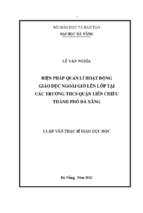 Biện pháp quản lí hoạt động giáo dục ngoài giờ lên lớp tại các trường thcs quận liên chiểu – thành phố đà nẵng.