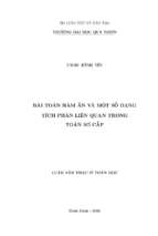 Bài toán hàm ẩn và m¸t s¨ dạng tích phân liên quan trong toán sơ cấp