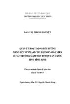 Quản lý hoạt động bồi dưỡng năng lực sư phạm cho đội ngũ giáo viên ở các trường mầm non huyện vân canh, tỉnh bình định