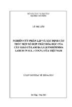 Nghiên cứu phân lập và xác định cấu trúc một số hợp chất hóa học của cây giảo cổ lam ba lá [gynostemma laxum(wall.) cogn.] của việt nam