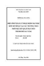 Biện pháp quản lý hoạt động dạy học môn mĩ thuật tại các trường thcs trên địa bàn quận hải châu thành phố đà nẵng.