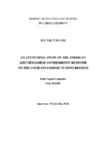 An attitudinal study on the american and vietnamese governments’ response to the covid 19 pandemic in news reports