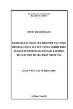 Đánh giá tác động của thời tiết cực đoan đến hoạt động sản xuất nông nghiệp trên địa bàn huyện k'bang, tỉnh gia lai nhằm đề xuất một số giải pháp thích ứng..
