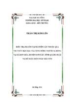 Điều tra nguồn tài nguyên cây thuốc qua tri thức bản địa của cộng đồng người cadong tại xã sơn mùa, huyện sơn tây, tỉnh quảng ngãi và đề xuất biện pháp bảo tồn..