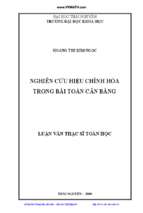 Nghiên cứu hiệu chỉnh hóa trong bài toán cân bằng