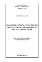 Khảo sát việc sử dụng từ ngữ hán việt trong tiểu thuyết mẫu thượng ngàn của nguyễn xuân khánh