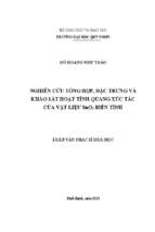 Nghiên cứu tổng hợp, đặc trưng và khảo sát hoạt tính quang xúc tác của vật liệu sno2 biến tính