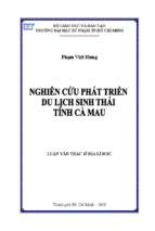 Nghiên cứu phát triển du lịch sinh thái tỉnh cà mau