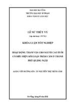 Hoạt động tham vấn cho người cao tuổi có biểu hiện rối loạn trầm cảm ở thành phố quảng ngãi