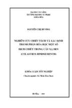 Nghiên cứu chiết tách và xác định thành phần hóa học một số dịch chiết trong cây xạ đen (celastrus hindsii benth).