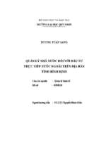 Quản lý nhà nước đối với đầu tư trực tiếp nước ngoài trên địa bàn tỉnh bình định