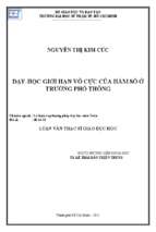 Dạy học giới hạn vô cực của hàm số ở trường phổ thông