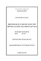 Biện pháp quản lý đội ngũ giảng viên trường cao đẳng giao thông vận tải ii.