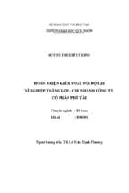 Hoàn thiện kiểm soát nội bộ tại xí nghiệp thắng lợi – chi nhánh công ty cổ phần phú tài