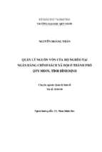 Quản lý nguồn vốn của hộ nghèo tại ngân hàng chính sách xã hội ở thành phố quy nhơn, tỉnh bình định