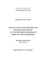 Quản lý ứng dụng công nghệ thông tin trong hoạt động giáo dục ở các trường mầm non trên địa bàn huyện vân canh, tỉnh bình định