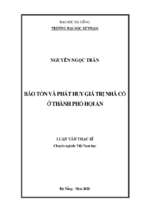Bảo tồn và phát huy giá trị nhà cổ ởthành phố hội an