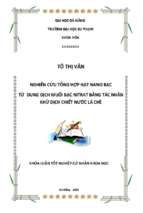 Nghiên cứu tổng hợp hạt nano bạc từ dung dịch muối bạc nitrat bằng tác nhân khử dịch chiết nước lá chè.