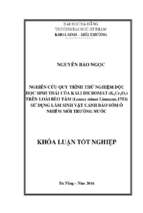 Nghiên cứu quy trình thử nghiệm độc học sinh thái của kali dicromat (k2cr2o7) trên loài bèo tấm (lemna minor linnaeus,1753) sử dụng làm sinh vật cảnh báo sớm ô nhiễm môi trường nước.