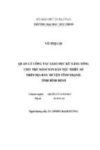 Quản lý công tác giáo dục kỹ năng sống cho trẻ mầm non dân tộc thiểu số trên địa bàn huyện vĩnh thạnh, tỉnh bình định