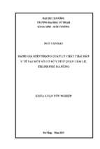 Đánh giá hiện trạng quản lý chất thải rắn y tế tại một số cơ sở y tế ở quận cẩm lệ, thành phố đà nẵng.