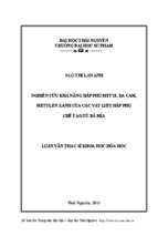 Nghiên cứu khả năng hấp phụ metyl da cam, metylen xanh của các vật liệu hấp phụ chế tạo từ bã mía.