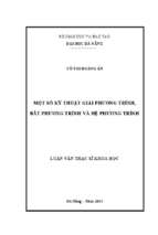 Một số kỹ thuật giải phương trình, bất phương trình và hệ phương trình...
