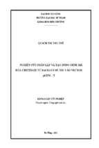 Nghiên cứu phân lập và tạo dòng gene mã hóa chitinase từ bacillus sp. tb1 vào vector pgem – t