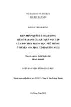 Biện pháp quản lý hoạt động kiểm tra   đánh giá kết quả học tập của học sinh thpt huyện sơn tịnh tỉnh quảng ngãi