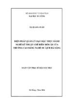 Biện pháp quản lý dạy học thực hành nghề kỹ thuật chế biến món ăn của trường cao đẳng nghề du lịch đà nẵng..