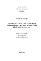 Nghiên cứu chiết tách và xác định thành phần hóa học một số dịch chiết rễ củ nghệ đen gia lai.