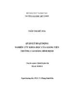 Quản lý hoạt động nghiên cứu khoa học của giảng viên trường cao đẳng bình định