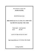 Biện pháp quản lý công tác sinh viên tại trường đại học trà vinh.