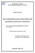 Khái niệm khoảng,đoạn trong phép tính đạo hàm, nguyên hàm và tích phân