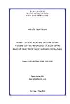 Nghiên cứu khả năng hấp thụ dinh dưỡng và đánh giá chất lượng rau cải xanh trồng bằng kỹ thuật thủy canh tại thành phố đà nẵng