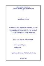 Nghiên cứu đặc điểm nông sinh học và khả năng kháng bệnh bạc lá của các dòng bố và các tổ hợp lúa lai hai dòng mới