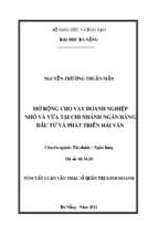 Mở rộng cho vay doanh nghiệp nhỏ và vừa tại chi nhánh ngân hàng đầu tư và phát triển hải vân