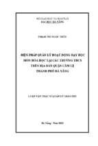 Biện pháp quản lý hoạt động dạy học môn hóa học tại các trường thcs trên địa bàn quận cẩm lệ thành phố đà nẵng..