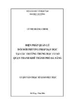 Biện pháp quản lý  đổi mới phương pháp dạy học tại các trường trung học cơ sở quận thanh khê thành phố đà nẵng..
