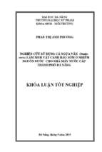 Nghiên cứu sử dụng cá ngựa vằn (daniorerio) làm sinh vật cảnh báo sớm ô nhiễm nguồn nước cho nhà máy nước cấp thành phố đà nẵng.