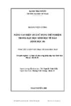 Nâng cao hiệu quả sử dụng thí nghiệm trong giảng dạy sinh học tế bào (sinh học 10)